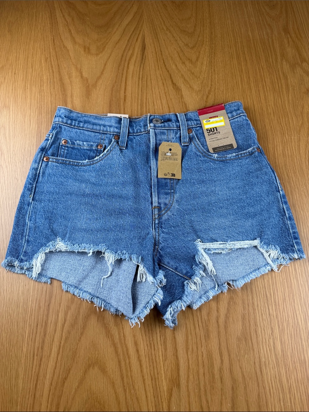 Levi's Women's 501 Light Blue Distressed Denim Cutoff Shorts 563270251